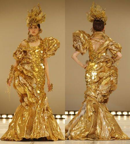 Golden Evening Gown by Ginza Tanaka 